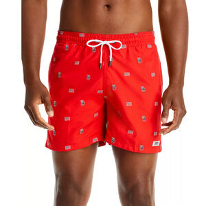Trunks Surf & Swim Co. Sano Embroidered Regular Fit Swim Trunks Red Size S 4202